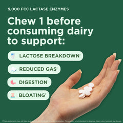 Yuve lactase enzyme tablet close-up showing digestion support