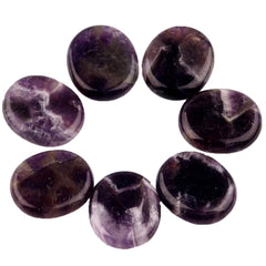 YWG Stone Amethyst palm stone closeup for meditation and calm focus