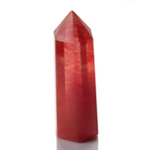 YWG Stone synthesis cherry quartz crystal point scepter, 3-inch wand for meditation and energy focus.