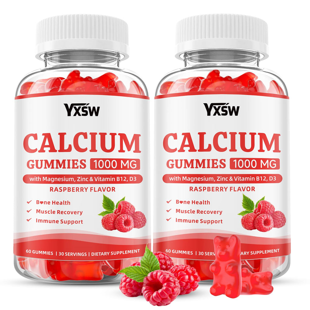 YXSW Calcium Gummies raspberry bottle for easy daily calcium with raspberry flavor