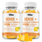 YXSW HMB and L-Leucine gummies bottle showing pineapple flavor for recovery