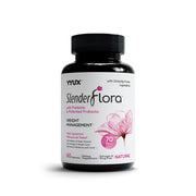 YYUX SlenderFlora bottle front promotes daily probiotic use for menopause support.