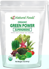 Z Natural Foods Greens Powder bottle front for convenient all-in-one greens