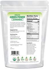 Z Natural Foods Greens Powder scoop demonstrates quick mix into smoothies