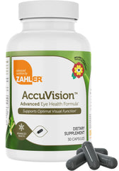 Zahler AccuVision bottle back with ingredients overview for informed supplementation