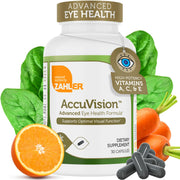 Zahler AccuVision bottle front showing an advanced eye health formula for daily support