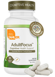 Zahler AdultFocus bottle front view highlighting focus support for daily tasks.