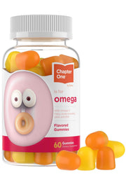 Zahler Chapter One Omega 3 Gummies for kids bottle showing plant-based omega blend benefits