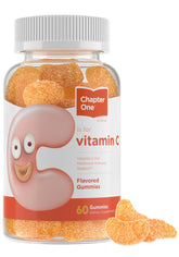 Zahler Chapter One Vitamin C Gummies bottle front shows delicious orange flavor