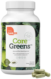 Zahler Core Greens bottle front for convenient daily nutrition.