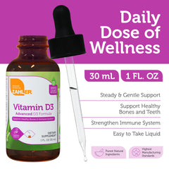 Zahler Vitamin D3 bottle label highlighting 5000 IU per serving.