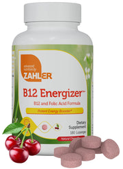 Zahler Energizer B12 lozenge dissolving on tongue for quick energy support.