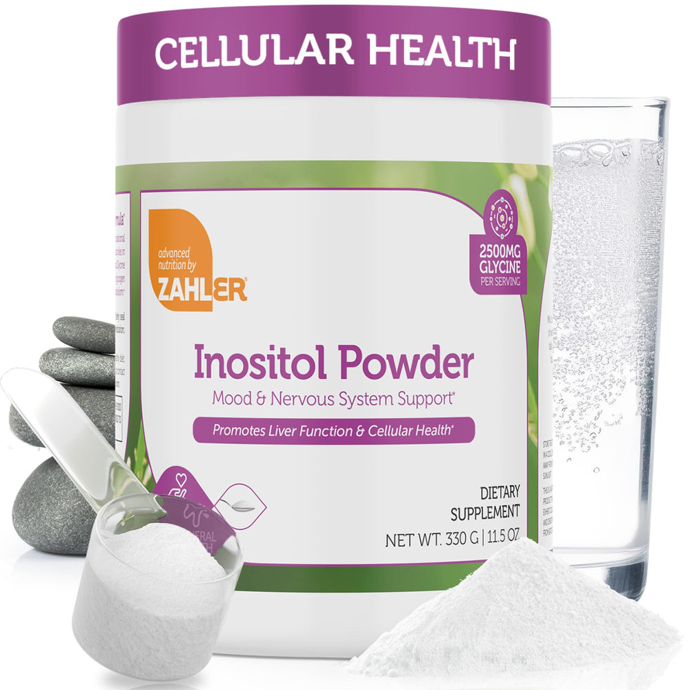 Zahler Inositol-Glycine powder bottle for daily mood and nervous system support.