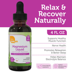 Zahler magnesium-liquid dropper pour for convenient, controlled dosing after activity