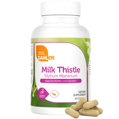 Zahler Milk Thistle bottle side view shows easy daily use.