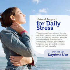 StressMaster ingredients list features rhodiola, valerian, L-theanine, and GABA.