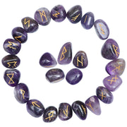 ZAICUS Amethyst rune stones set for divination and chakra balance.