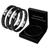 ZAIREG hematite bracelet close-up highlighting metallic luster for masculine style.