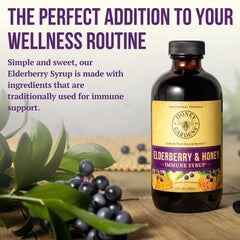 Close-up of elderberries and honey in ZAND formula highlighting premium ingredients.