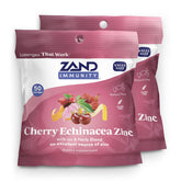 ZAND Immunity Cherry Echinacea lozenges bottle shown, supports immune comfort and throat relief.