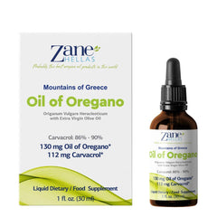 Zane Hellas oregano oil bottle highlighting Greek blend for culinary flavor