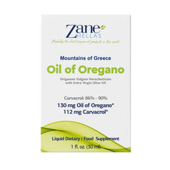 Cap close-up on Zane Hellas oregano oil showing premium quality