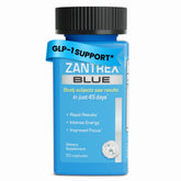 Zantrex Blue energy bottle pours to illustrate quick focus during workouts.