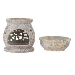 Zap Impex soapstone tealight holder with flower design for ambient scent