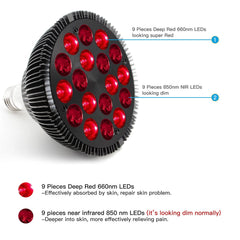 Zarbaha red light therapy lamp side view showing compact home-use design.