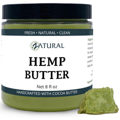 Zatural Hemp Body Butter 8oz jar, creamy hydration.