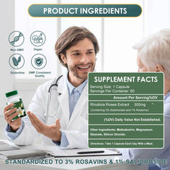 ZAXINERY Rhodiola Rosea label shows pure extract details for informed use