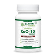 Zaytun Halal CoQ10 mini softgels in a bottle provide daily energy support.
