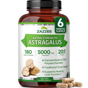 Zazzee astragalus extract bottle shows 5000 mg strength for daily use.