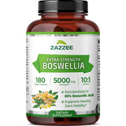 Zazzee boswellia extract bottle highlights premium potency and value.