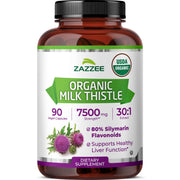 Zazzee Cardo Mariano extracto 30:1 en botella, ideal para un suministro de tres meses.