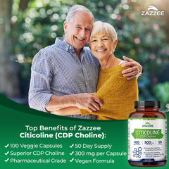 Zazzee Citicoline bottle cap for convenient daily dosing