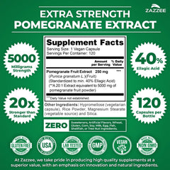 Zazzee Ellagic Acid 40 percent label emphasizes standardized potency.