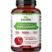 Zazzee Extra Strength Pomegranate bottle showing potent daily support.
