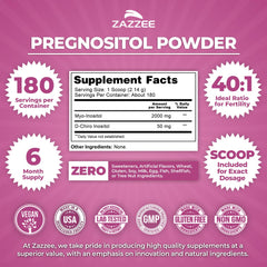 Free scoop from Zazzee Pregnostol highlights precise daily dosing.