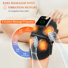 Zdatt knee massager in use with heat setting to soothe joints