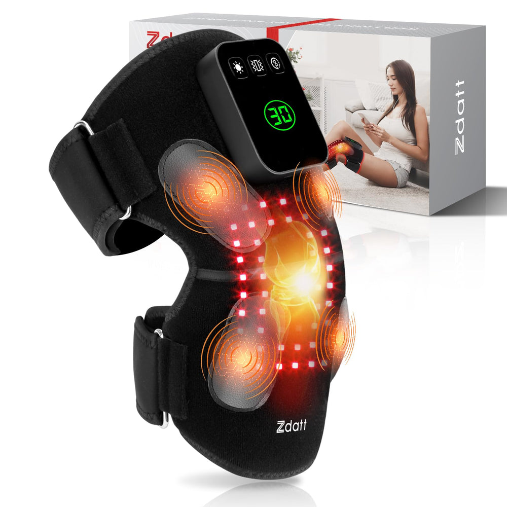 Zdatt red light knee therapy device powering on for at-home relaxation