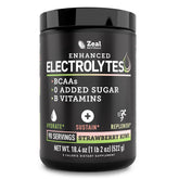 The Zeal Electrolyte Powder front tub highlights keto hydration and zero sugar appeal.