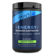 Zeal Electrolyte Powder bottle with green apple flavor supports hydration and recovery
