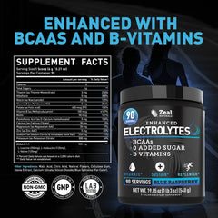Zeal Electrolyte Powder pour blue raspberry demonstrates convenient hydration during training
