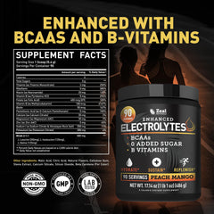 Serving glass of Zeal Electrolyte Powder for on-the-go hydration.
