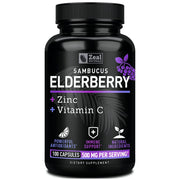 Zeal Naturals Max Strength Elderberry Capsules bottle for daily immune support