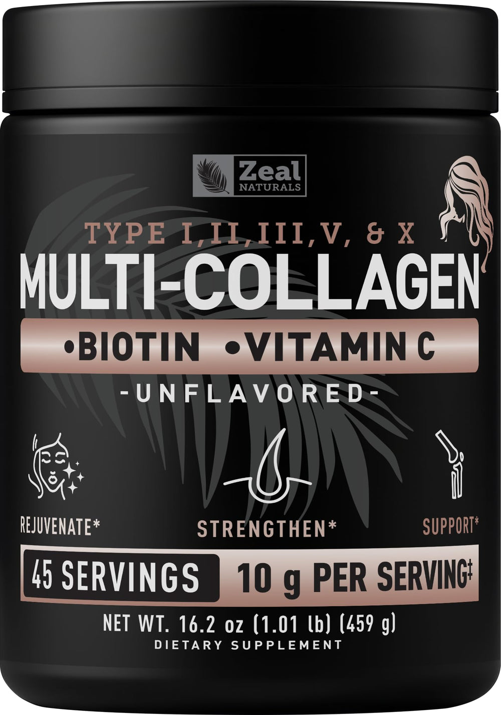 Zeal Naturals Premium Multi Collagen Powder bottle for daily joint and skin support.