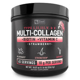 Zeal Naturals Premium Multi Collagen powder bottle for daily use supporting hair, skin, and nails.