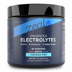Zeal Electrolyte Powder bottle for hydration during workouts