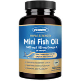 ZEBORA Mini Omega-3 softgels bottle, compact design for easier daily dosing.